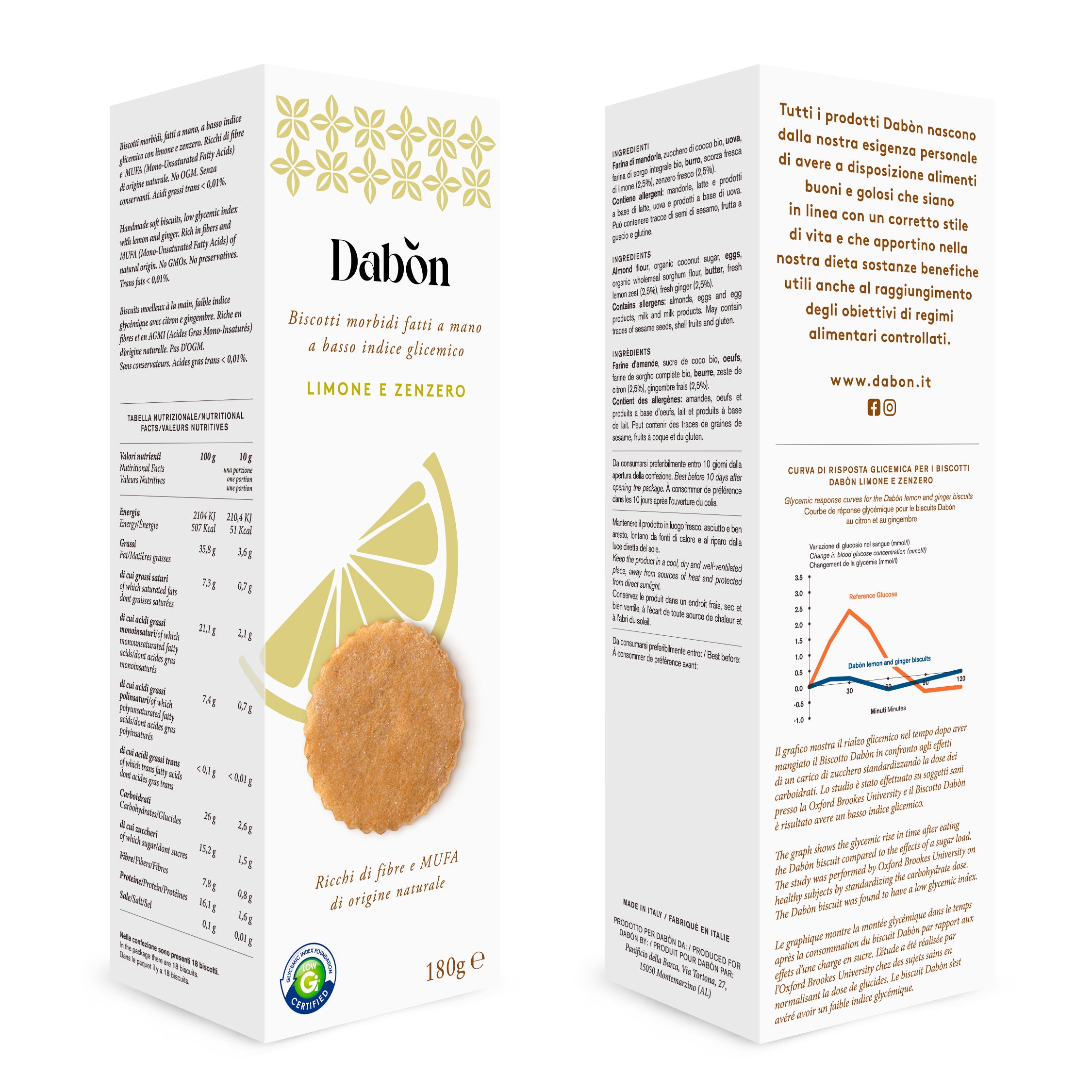 Biscotti senza zucchero a basso indice glicemico per una colazione sana. Gusto Limone e Zenzero